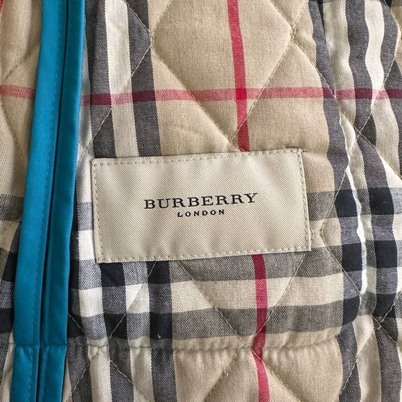 Burberry Nova Check Teal Blue Quilted Jacket Women’s S - Picture 7 of 9